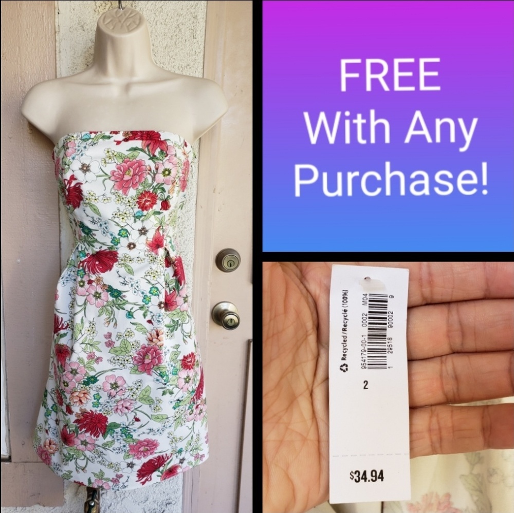 FREE $35 women Old Navy floral strapless dress 2